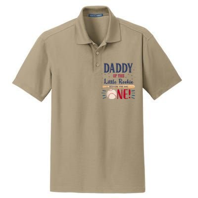 Daddy Dad First Birthday Little Rookie Baseball The Big One Dry Zone Grid Polo