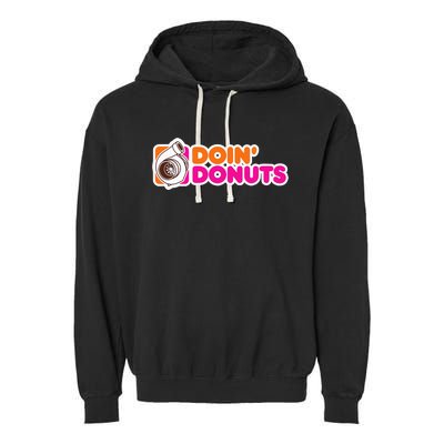 Doin' Donuts Funny Racing and Drift Car Enthusiast Garment-Dyed Fleece Hoodie