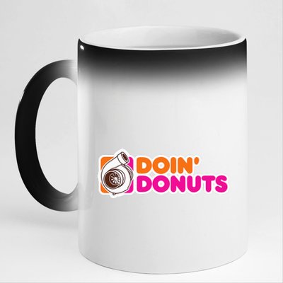 Doin' Donuts Funny Racing and Drift Car Enthusiast 11oz Black Color Changing Mug