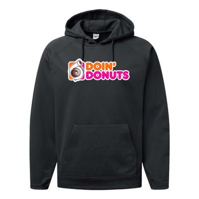 Doin' Donuts Funny Racing and Drift Car Enthusiast Performance Fleece Hoodie