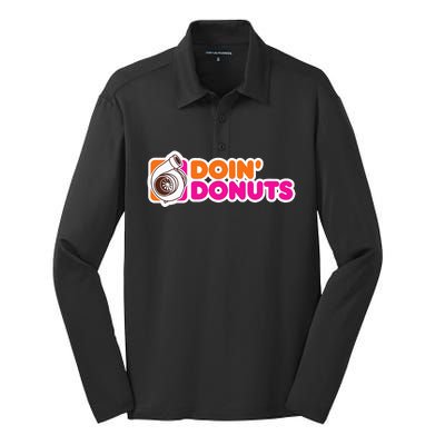 Doin' Donuts Funny Racing and Drift Car Enthusiast Silk Touch Performance Long Sleeve Polo