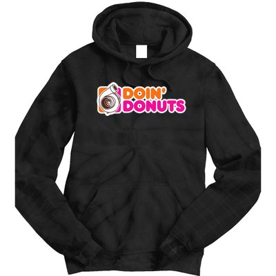 Doin' Donuts Funny Racing and Drift Car Enthusiast Tie Dye Hoodie