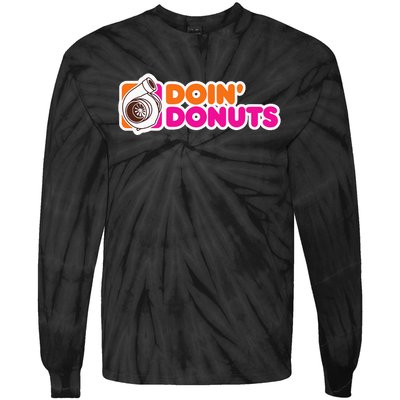 Doin' Donuts Funny Racing and Drift Car Enthusiast Tie-Dye Long Sleeve Shirt