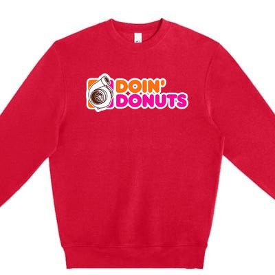 Doin' Donuts Funny Racing and Drift Car Enthusiast Premium Crewneck Sweatshirt