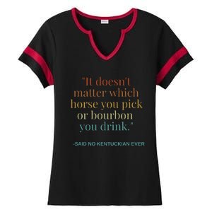 Derby Day Funny Bourbon Lovers Horse Racing Ladies Halftime Notch Neck Tee