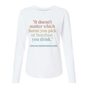 Derby Day Funny Bourbon Lovers Horse Racing Womens Cotton Relaxed Long Sleeve T-Shirt