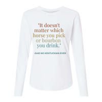 Derby Day Funny Bourbon Lovers Horse Racing Womens Cotton Relaxed Long Sleeve T-Shirt