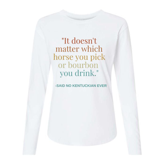 Derby Day Funny Bourbon Lovers Horse Racing Womens Cotton Relaxed Long Sleeve T-Shirt