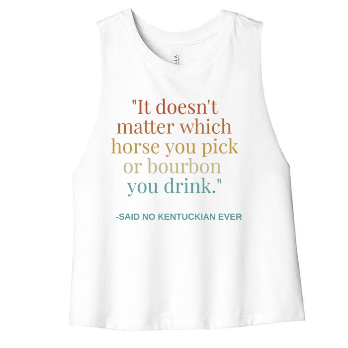 Derby Day Funny Bourbon Lovers Horse Racing Women's Racerback Cropped Tank