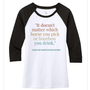 Derby Day Funny Bourbon Lovers Horse Racing Women's Tri-Blend 3/4-Sleeve Raglan Shirt