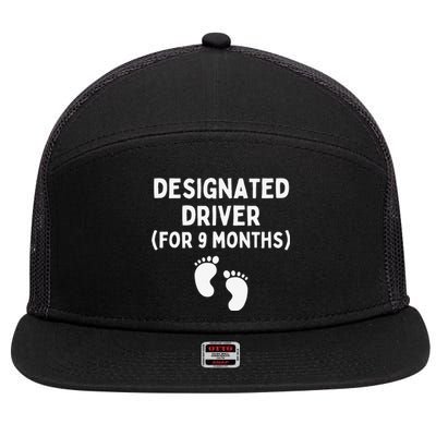 Designated Driver for 9 Months Funny Maternity Pregnancy 7 Panel Mesh Trucker Snapback Hat