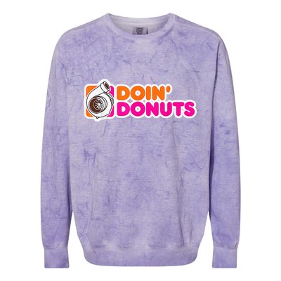 Doin' Donuts Funny Racing & Drift Car Enthusiast Colorblast Crewneck Sweatshirt