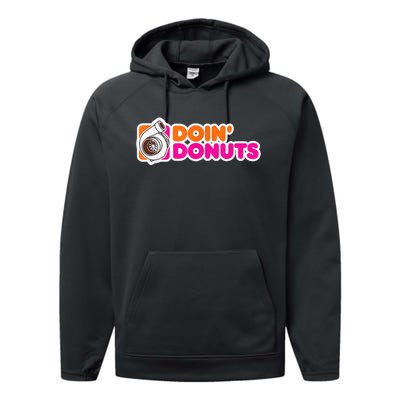 Doin' Donuts Funny Racing & Drift Car Enthusiast Performance Fleece Hoodie