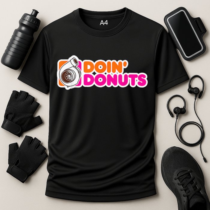 Doin' Donuts Funny Racing & Drift Car Enthusiast Cooling Performance Crew T-Shirt