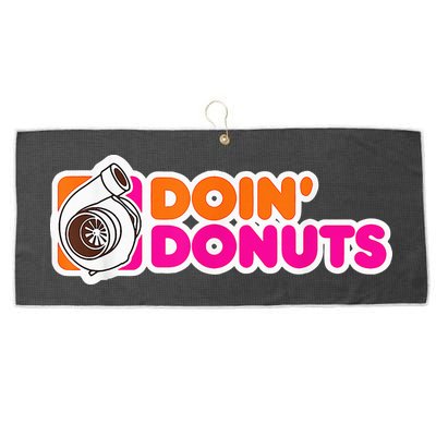 Doin' Donuts Funny Racing & Drift Car Enthusiast Large Microfiber Waffle Golf Towel