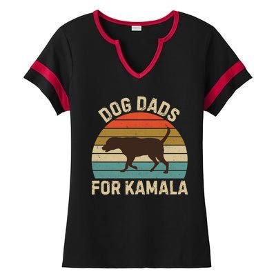 Dog Dads For Kamala Harris 2024 Chocolate Lab Dad Ladies Halftime Notch Neck Tee