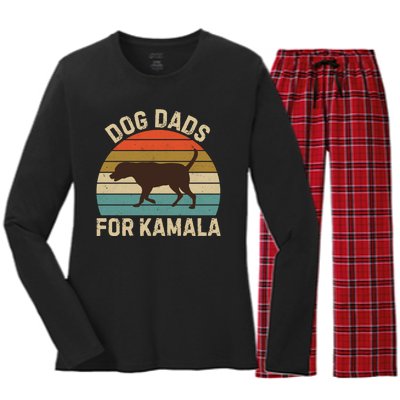 Dog Dads For Kamala Harris 2024 Chocolate Lab Dad Women's Long Sleeve Flannel Pajama Set 