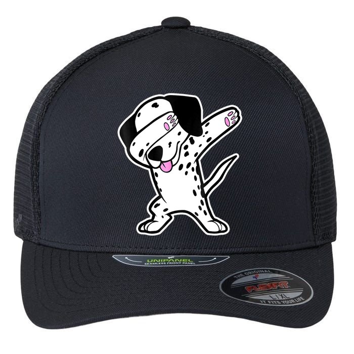 Dalmatian Dabbing Funny Dalmation Dab Dog Dance Flexfit Unipanel Trucker Cap