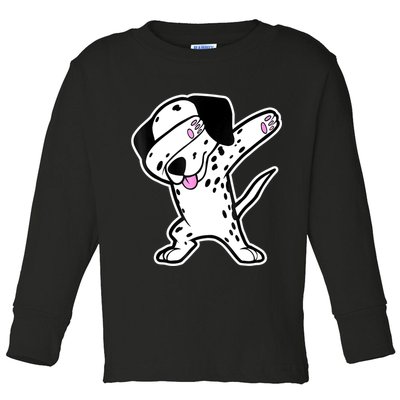 Dalmatian Dabbing Funny Dalmation Dab Dog Dance Toddler Long Sleeve Shirt