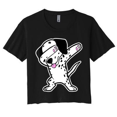 Dalmatian Dabbing Funny Dalmation Dab Dog Dance Crop Top