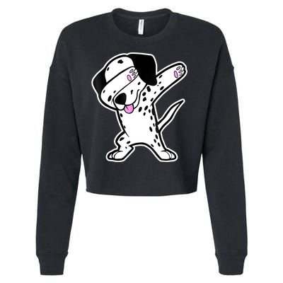 Dalmatian Dabbing Funny Dalmation Dab Dog Dance Cropped Pullover Crew
