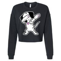 Dalmatian Dabbing Funny Dalmation Dab Dog Dance Cropped Pullover Crew