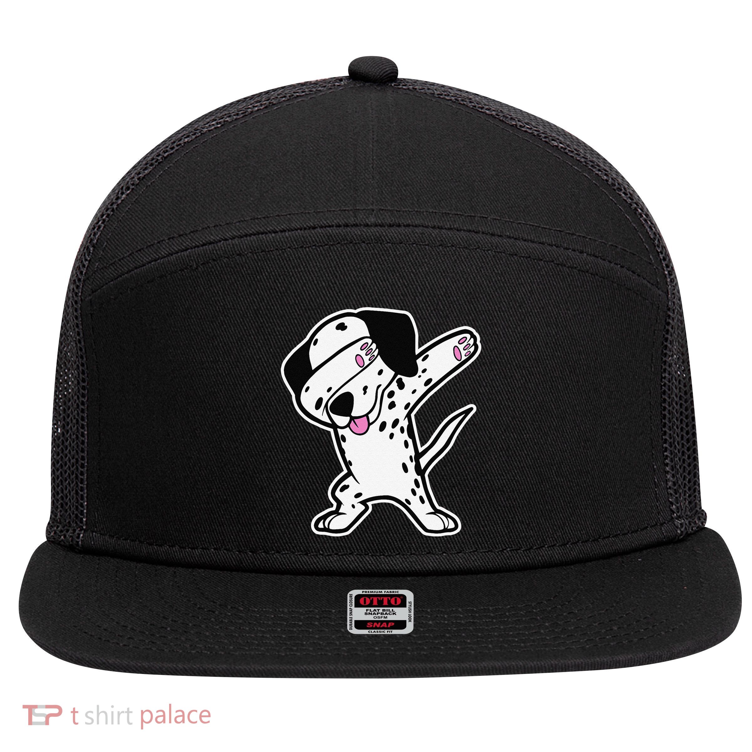 Dalmatian Dabbing Funny Dalmation Dab Dog Dance 7 Panel Mesh Trucker Snapback Hat