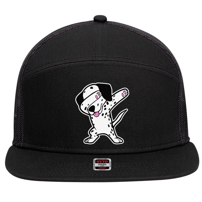 Dalmatian Dabbing Funny Dalmation Dab Dog Dance 7 Panel Mesh Trucker Snapback Hat