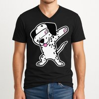 Dalmatian Dabbing Funny Dalmation Dab Dog Dance V-Neck T-Shirt