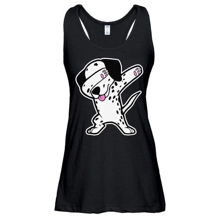 Dalmatian Dabbing Funny Dalmation Dab Dog Dance Ladies Essential Flowy Tank