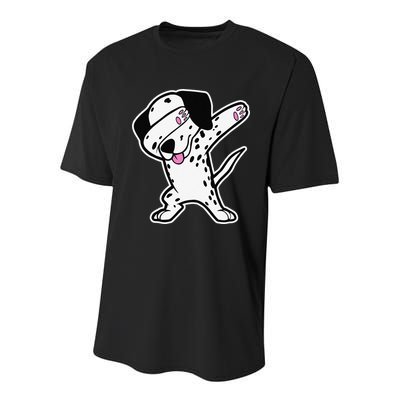 Dalmatian Dabbing Funny Dalmation Dab Dog Dance Youth Performance Sprint T-Shirt