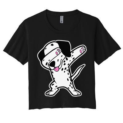 Dalmatian Dabbing Funny Dalmation Dab Dog Dance Crop Top