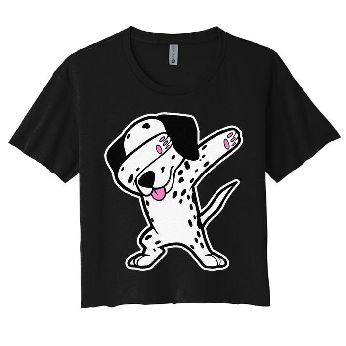 Dalmatian Dabbing Funny Dalmation Dab Dog Dance Crop Top