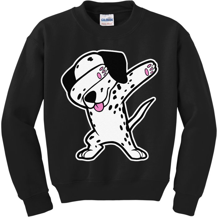 Dalmatian Dabbing Funny Dalmation Dab Dog Dance Kids Sweatshirt