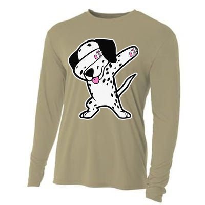 Dalmatian Dabbing Funny Dalmation Dab Dog Dance Cooling Performance Long Sleeve Crew