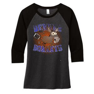 Denver Donkeys Football Women's Tri-Blend 3/4-Sleeve Raglan Shirt