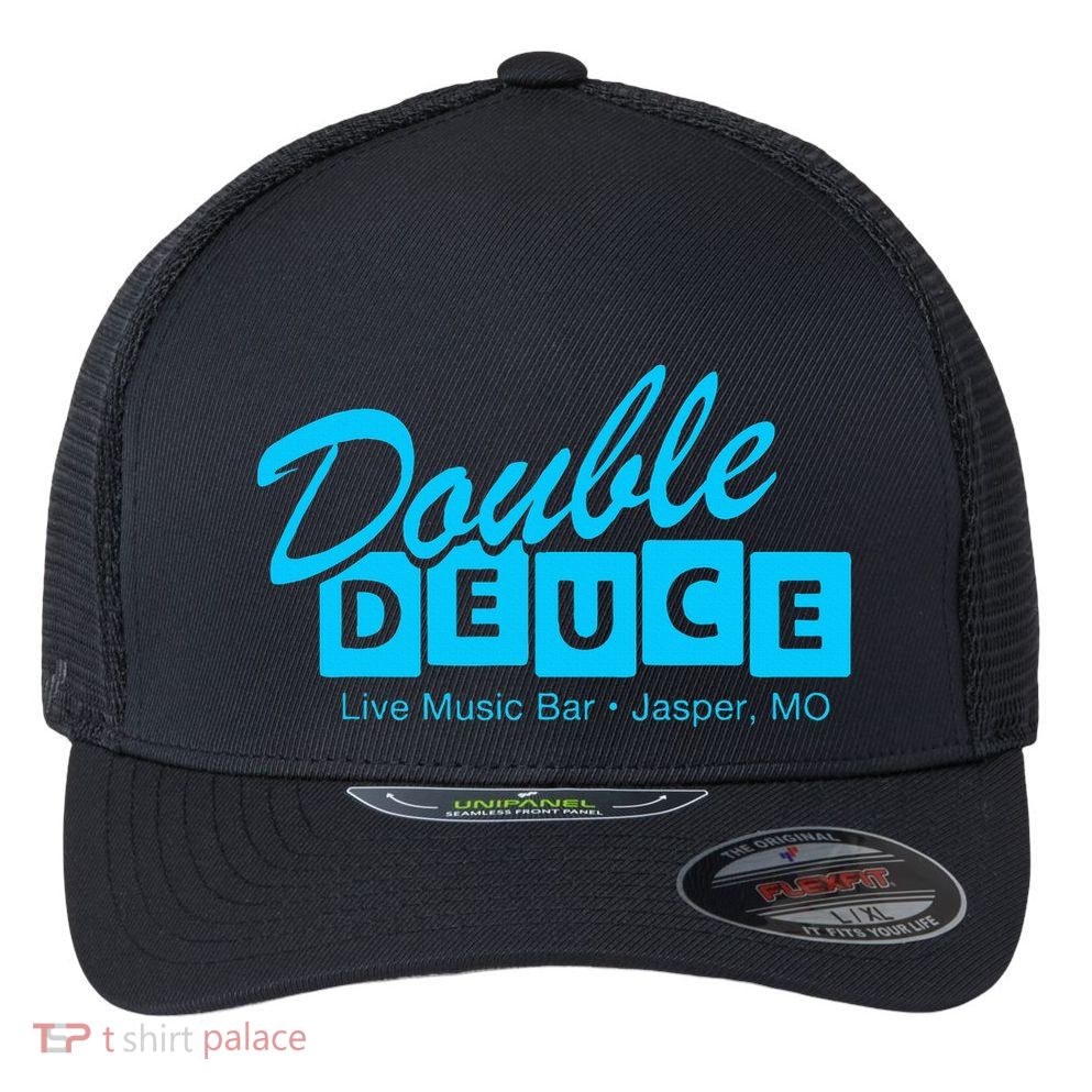 Double Deuce Funny Road Side Bar House Flexfit Unipanel Trucker Cap
