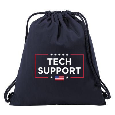 D.O.G.E Doge Funny Tech Support Us American Flag Drawstring Bag