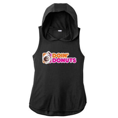 Doin Donuts Funny Racing & Drift Car Enthusiast Ladies PosiCharge Tri-Blend Wicking Draft Hoodie Tank