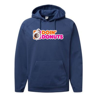 Doin Donuts Funny Racing & Drift Car Enthusiast Performance Fleece Hoodie