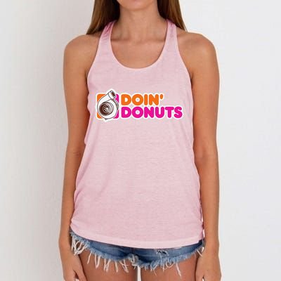 Doin Donuts Funny Racing & Drift Car Enthusiast Women's Knotted Racerback Tank