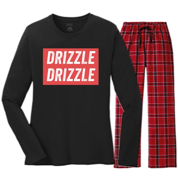 Drizzle Drizzle Funny Soft Guy Era Meme Funny Meme Hilarious Sarcasm Trendy Women's Long Sleeve Flannel Pajama Set 