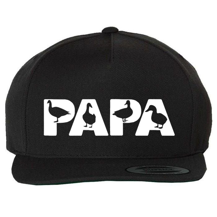 Duck Dad Funny Papa Duck Father Day Gift Wool Snapback Cap