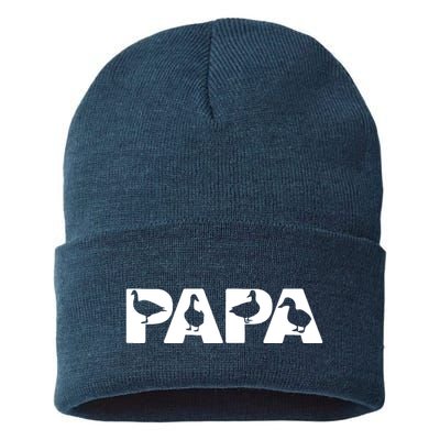 Duck Dad Funny Papa Duck Father Day Gift Sustainable Knit Beanie