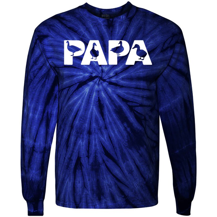 Duck Dad Funny Papa Duck Father Day Gift Tie-Dye Long Sleeve Shirt