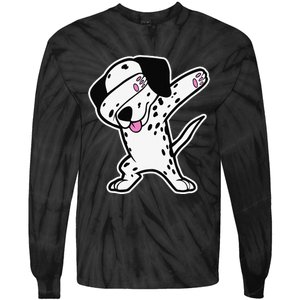 Dalmatian Dabbing Funny Dalmation Dab Dog Dance Tie-Dye Long Sleeve Shirt