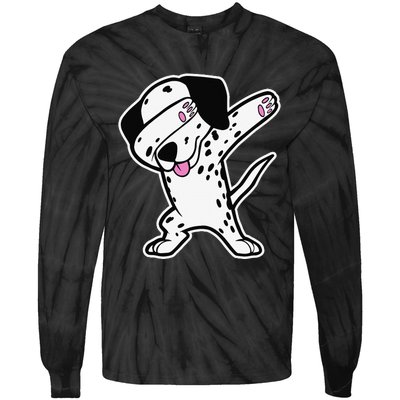 Dalmatian Dabbing Funny Dalmation Dab Dog Dance Tie-Dye Long Sleeve Shirt