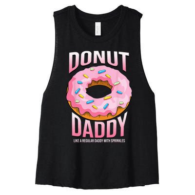 Donut Daddy For Dads Funny Sprinkles Food Lover Gifts Women's Racerback Cropped Tank