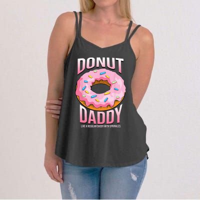 Donut Daddy For Dads Funny Sprinkles Food Lover Gifts Women's Strappy Tank