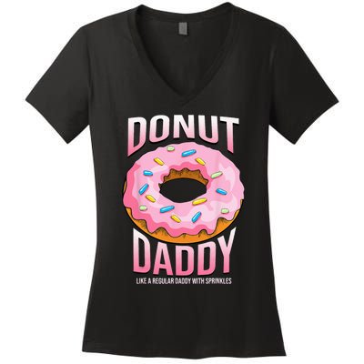 Donut Daddy For Dads Funny Sprinkles Food Lover Gifts Women's V-Neck T-Shirt